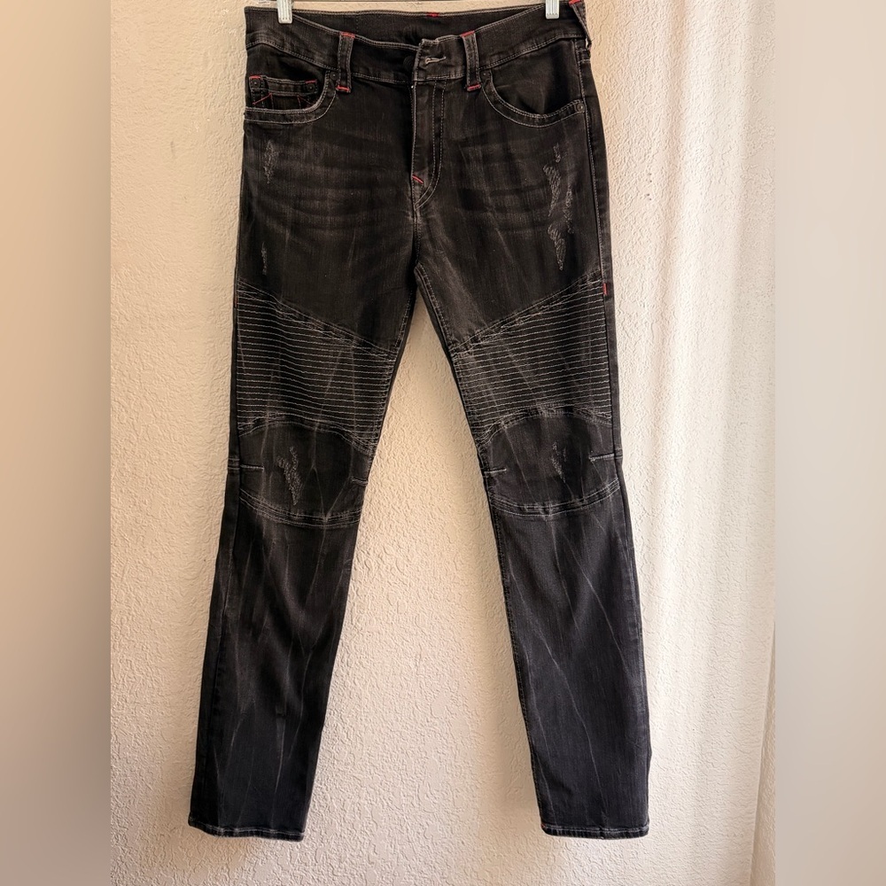 True Religion Skinny Moto Stitch
Jeans Mens Black 34 W & 33 L